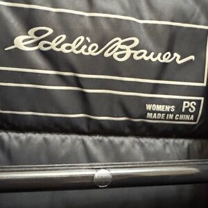 Eddie Bauer Women's Black Puffer Jacket mid thigh length, pack able